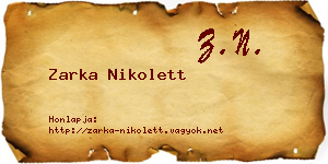 Zarka Nikolett névjegykártya